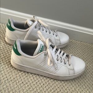 Adidas White Sneakers with Green Accents